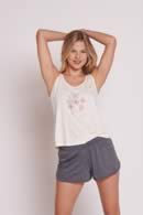 Art Z368  | Pijama short, remera musculosa  | Talles: 1-2-3-4-5  | Colores: blanco/rosa - marfil/melange 