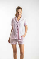 Art 22037 | Pijama en modal rayado abotonado stripe . Stripe  | Talles: 1 al 4 | Colores: rosa  - negro 
