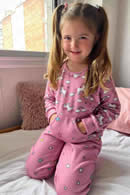 Art 9079 | Pijama c. redondo micropolar -unicornio estrellas  | Talles: 4 y 6 | Colores: rosa-turquesa