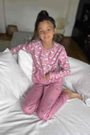Art 9179 | Pijama c. redondo micropolar -unicornio estrellas  | Talles: 8-10-12 | Colores: rosa-turquesa