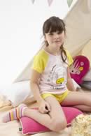 Art 2322 | Pijama remera manga ranglan a tono con estampa de jersey | Colores: rosa claro/amarillo lima - verde agua/violeta - turquesa/rosa salmon | Talles: 2 al 16