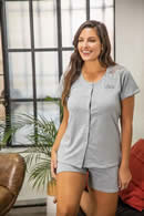 Art 24056 | pijama señora modal liso con puntilla bordado (dalila) | Talles: 2 al 7 | Colores: salmon-gris m- celeste