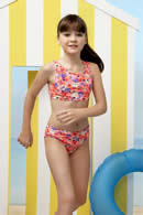 Art 2418 | bikini tipo hlater con recrote circular cruzado en espalda  | Talles: 2 al 12 | Colores: mar 